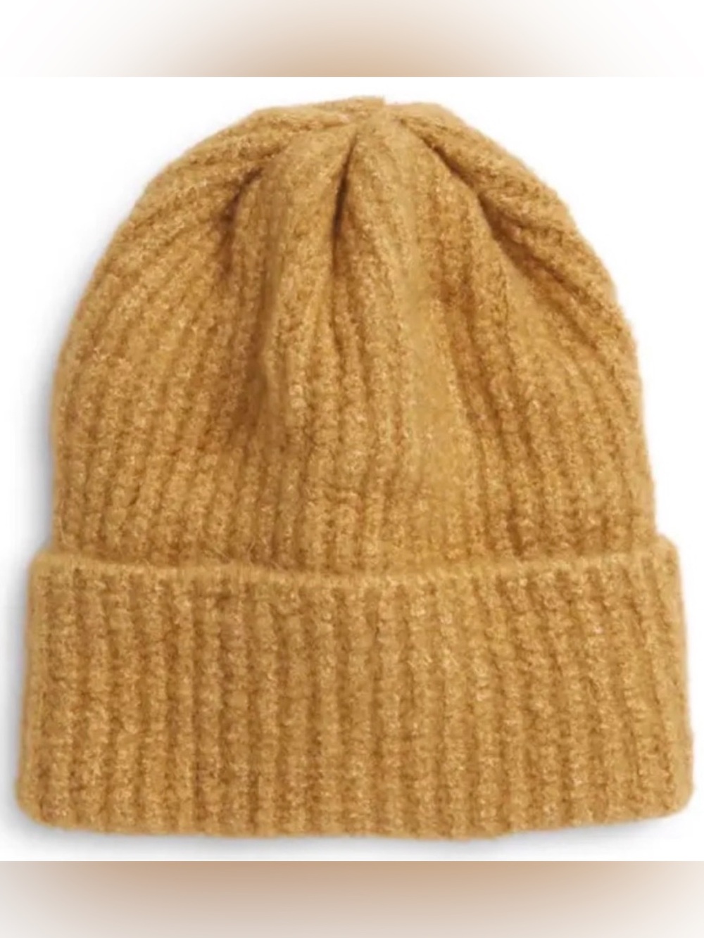Free People Lullaby Ribbed Beanie in Camel